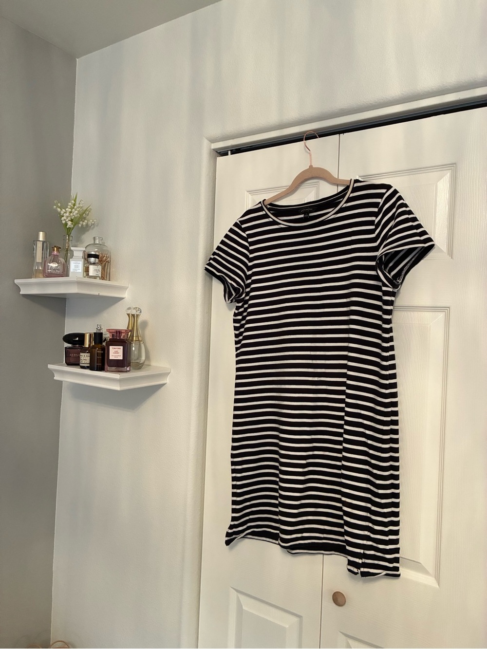 Banana Republic Black and White Striped Crewneck Top